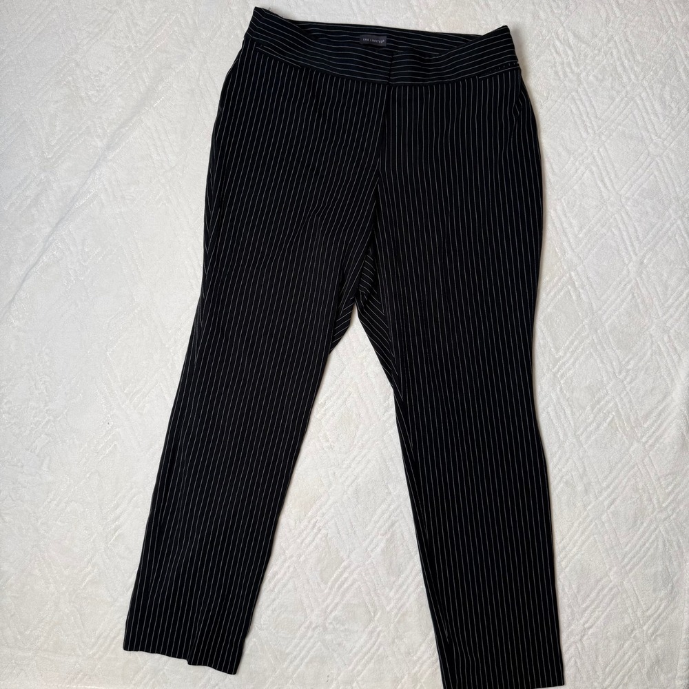 Office Siren Workwear The Limited Pinstripe Stretch Pants 16 Black Straight Leg